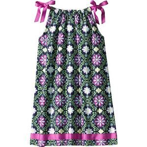 Hanna Andersson Pillowcase Dress Girls 160 14-16 Green Purple Floral Dreamy